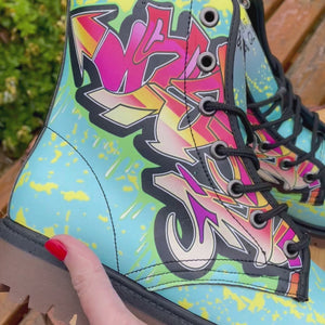 Summer City Street Art Unisex Lace Up Boots
