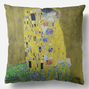 Back of Klimt Kiss and Life 2-in-1 Reversible Cushion and pad 18”
