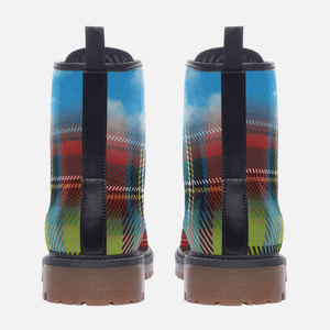 Tartan Plaid Highland Blue Sky Unisex Combat Boots all-day-comfort boots