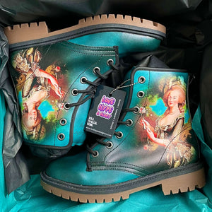 Blue Ombre Marie Antoinette Unisex Vegan Friendly Combat Boots by Love Hype and Glory