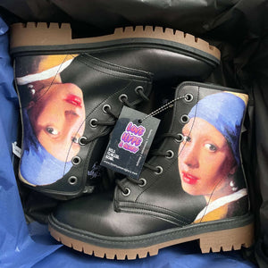 Girl with a Pearl Earring unisex, vegan-friendly boots by Love Hype and Glory.