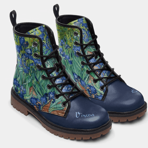 Vincent van Gogh Irises Unisex Combat Boots by Love Hype and Glory double boot view