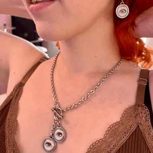 Only Have Eyes For You Toggle Silver Plated Necklace 17” Classic Hardware from Love Hype and Glory