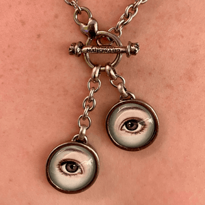 Only Have Eyes For You Toggle Silver Plated Necklace 17” Classic Hardware from Love Hype and Glory