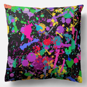 Front of Paint Splatter 2-in-1 Reversible Cushion and insert 18”