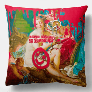 Front of Punk Toilette of Venus Reversible Cushion and pad 18x18”