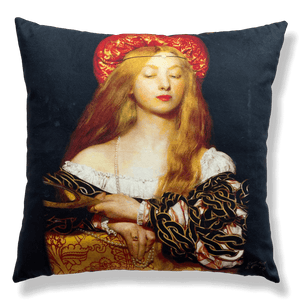 Front of Vanity Pre Raphaelites Reversible Cushion and pad 18x18” by Love Hype and Glory