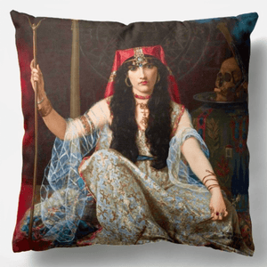 Front of The Sorceress Moon Goddess Reversible Cushion and pad 18” by Love Hype and Glory