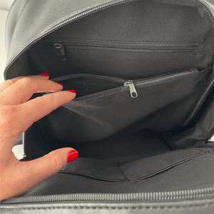 Interior pockets of Jan van Eyck Ghent Wearable Art Classic Backpack by Love Hype and Glory