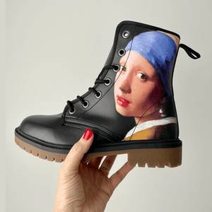 Girl with a Pearl Earring unisex, vegan-friendly boots by Love Hype and Glory.