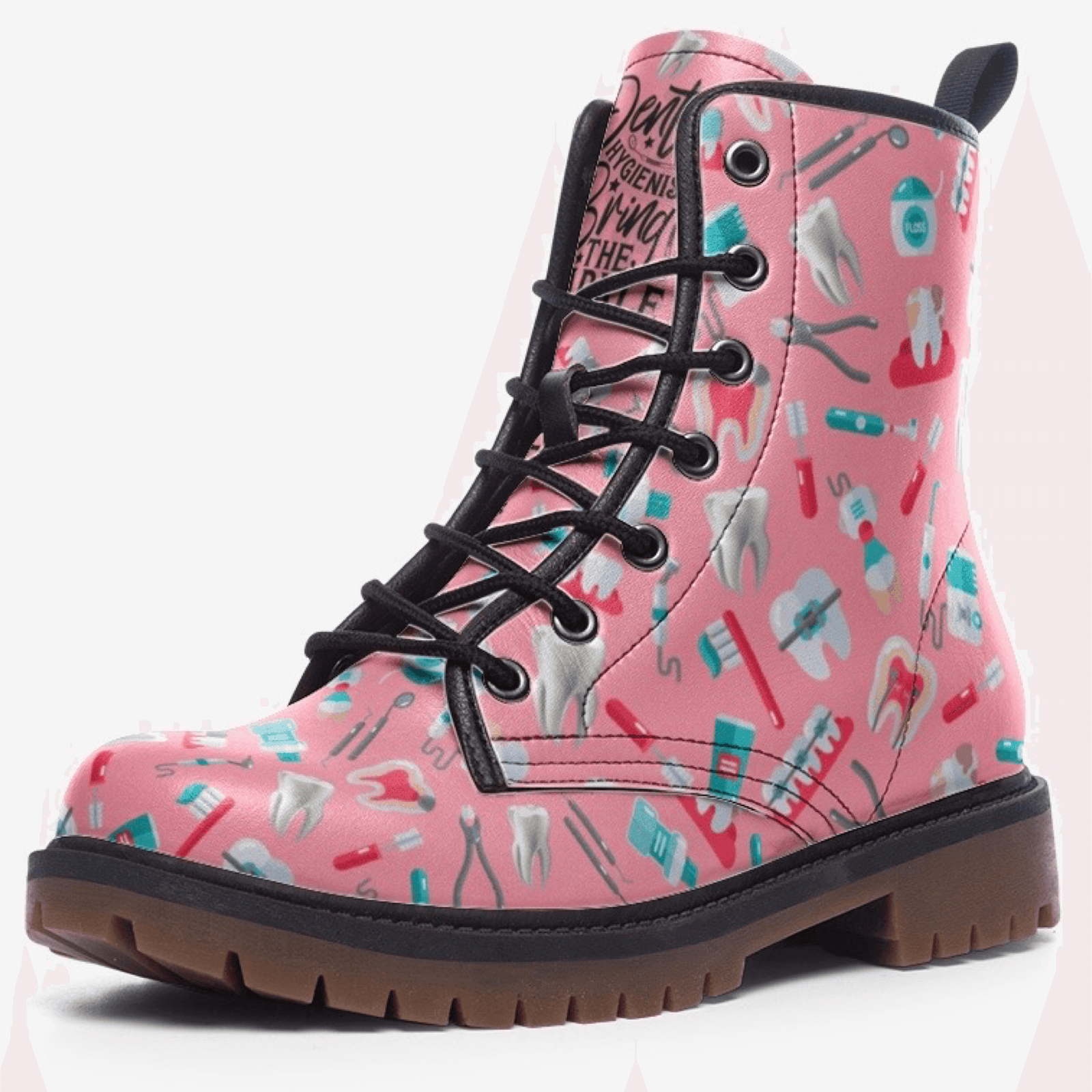Dental Hygienist Women's Pink Combat Boots Unisex