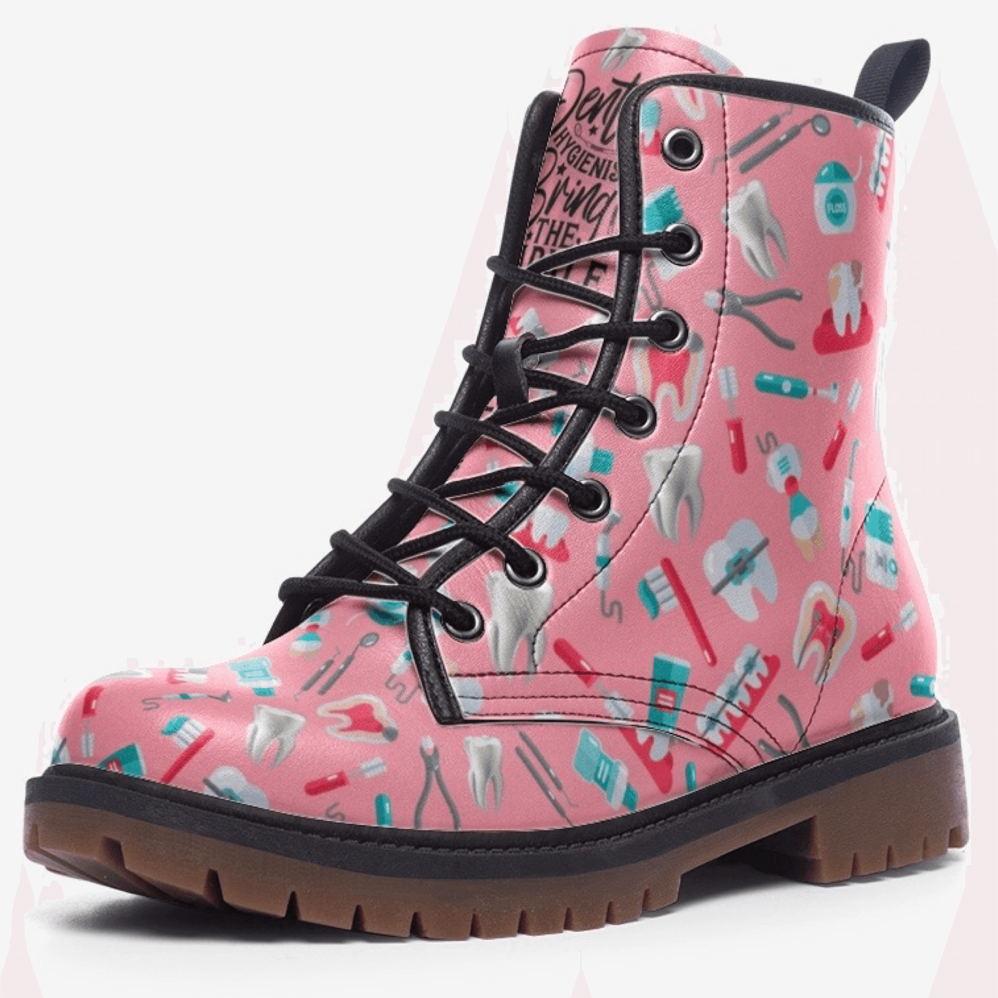 Dental Hygienist Women's Pink Combat Boots Unisex