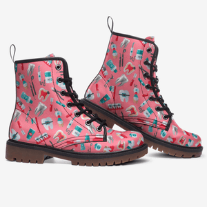 Dental Hygienist Women's Pink Combat Boots Unisex
