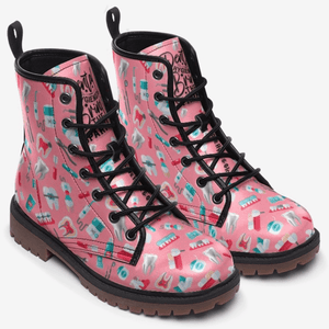 Dental Hygienist Women's Pink Combat Boots Unisex