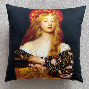 Front of Vanity Pre Raphaelites Reversible Cushion and pad 18x18”