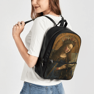 Side view of Jan van Eyck Ghent Wearable Art Classic Backpack by Love Hype and Glory
