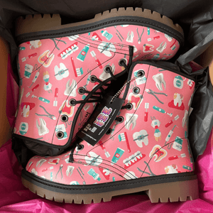 Dental Hygienist Women's Pink Combat Boots Unisex