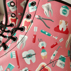 Dental Hygienist Women's Pink Combat Boots Unisex