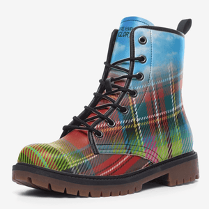 Tartan Plaid Highland Blue Sky Unisex Combat Boots by Love Hype and Glory