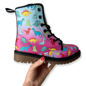 Boot in hand, unisex, vegan friendly Dinosaur boots by Love Hype and Glory