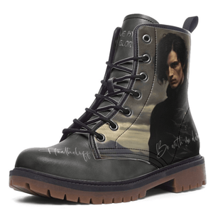 Bronte Wuthering Heights mismatched boot featuring Heathcliff with his signature  on toe.