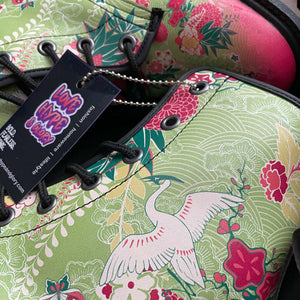 Japanese Crane and Chrysanthemum Unisex Combat Boots by Love Hype and Glory