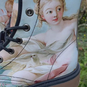 Venus on the Waves Boucher Rococo Cherub Unisex Boots