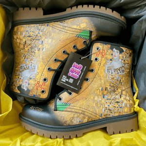 Gustav Klimt Woman in Gold Signature Women’s Combat Boots Unisex Vegan