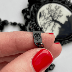 Haunted Tree Black Necklace with Black Jet Glass Beads 17 in chain Classic Hardware from Love Hype and Glory