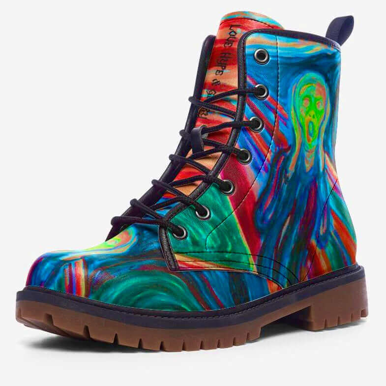 Front of Edvard Munch The Scream Unisex Combat Boots by Love Hype and Glory