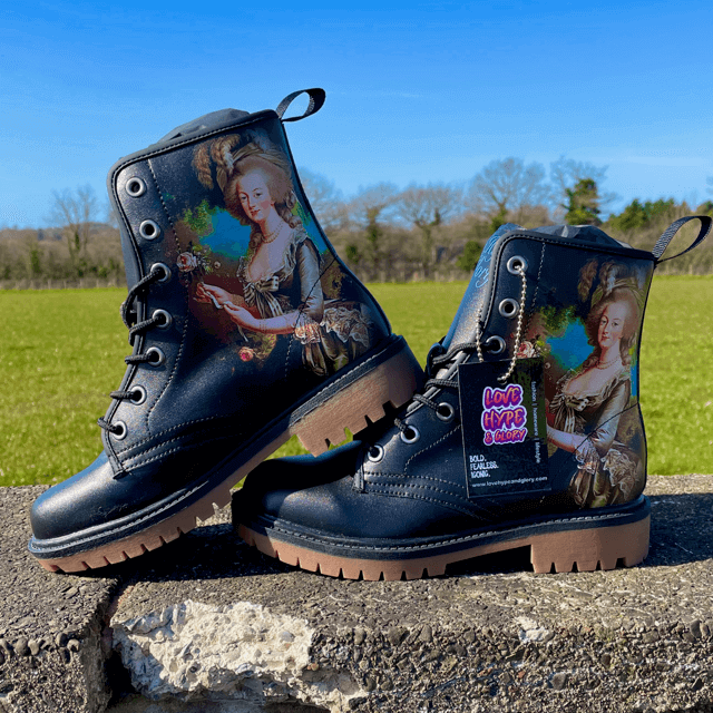 Marie Antoinette Cameo Unisex Vegan Boots in Black